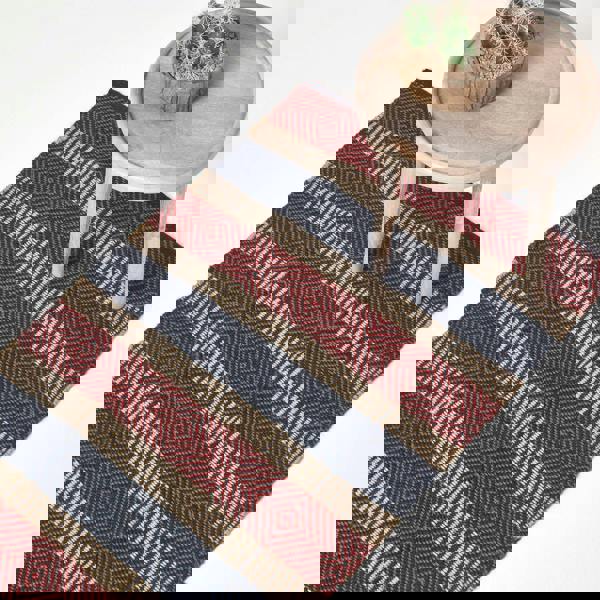 HOMESCAPES Multicolour Striped Jute Rug