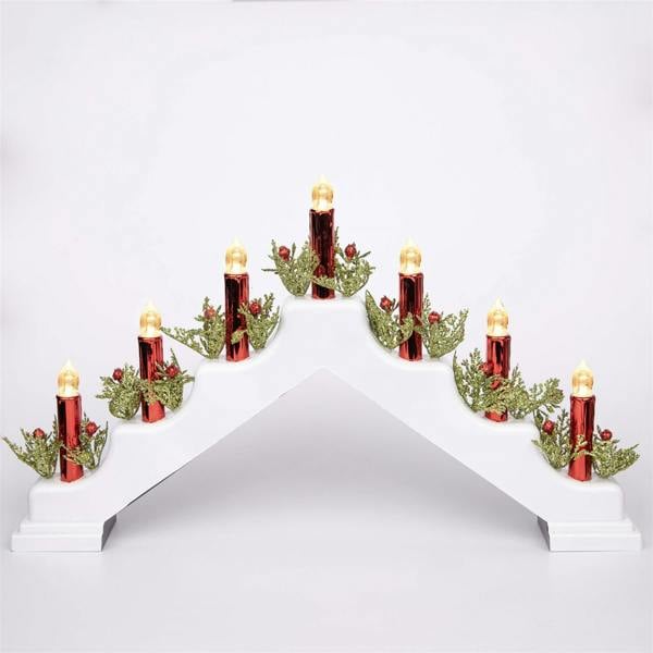 5cm Battery Operated Plastic White Christmas Candle Bridge with 7 LED Lights image 7