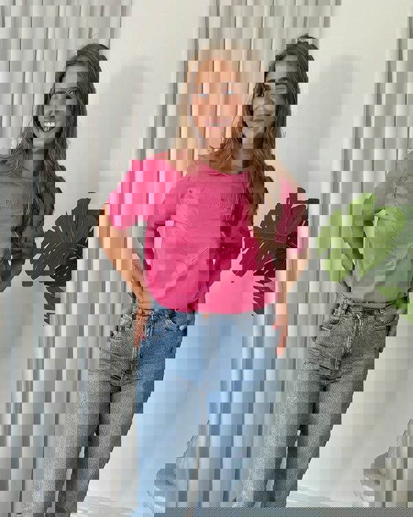 Pretty Mama Everyday Oversized Breastfeeding Tshirt- Hot Pink