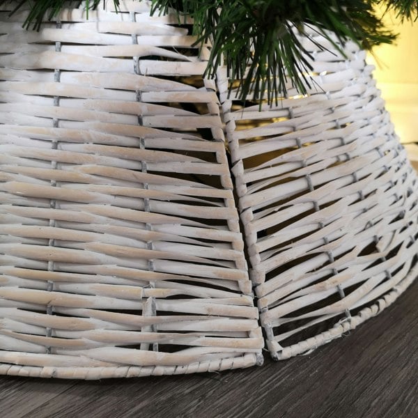 Samuel Alexander 40/58cm Samuel Alexander KD Willow Christmas Tree Skirt Wicker Rattan- Medium White Wash