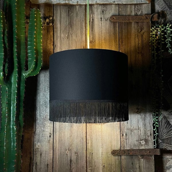 Love Frankie black cotton gold lining fringing light on