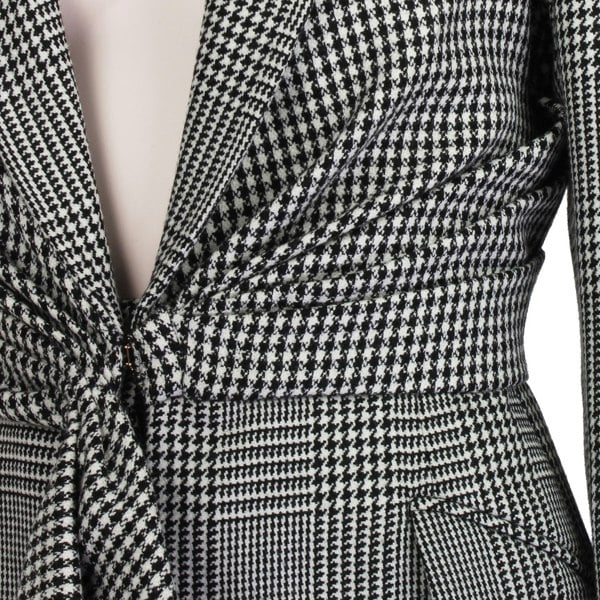 Alexander McQueen black white grey trouser suit with draped jacket blazer
