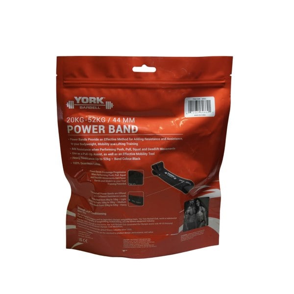 York Barbell 20-52kg Exercise Band Back Packaging