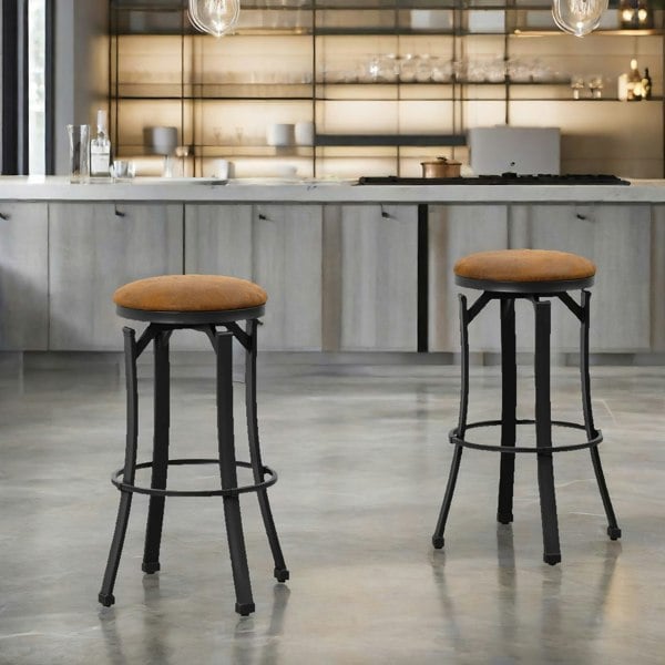 Rafaelo Mobilia Set Of 2 Industrial Swivel Bar Stools 72.8CM