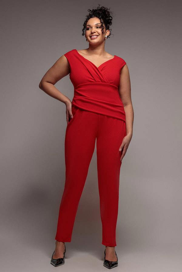 Bardot Scuba Jumpsuit - Red TR113P