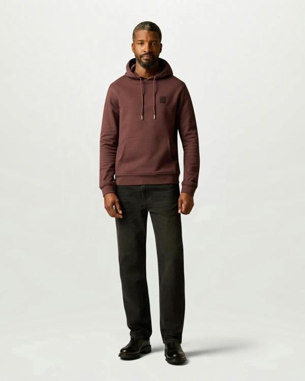 Belstaff Mens Logo Hoodie - Oxblood | CHO | Designer Mens Pullover Hoodies