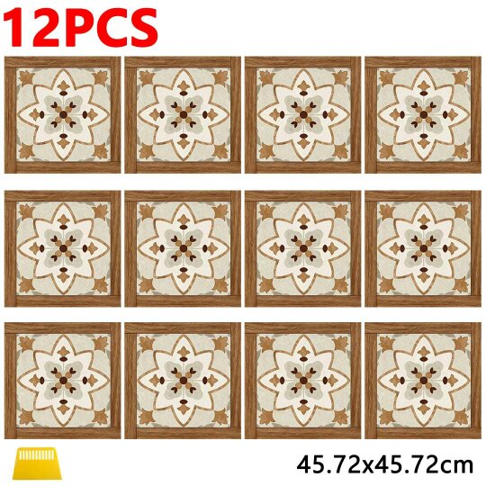 Havendro Vinyl Floor Tiles Self Adhesive Textured Grip Flooring DIY Kitchen Bathroom Home -  M 45.72X45.72cm 685styles  - brown