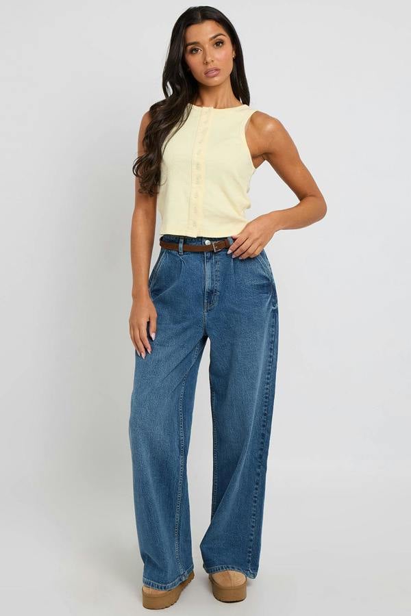 Urban Bliss Lemon Sleeveless Button Front Top