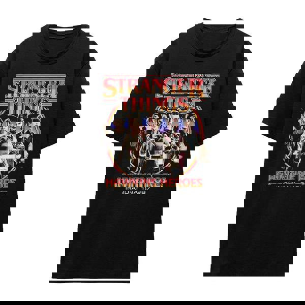 Stranger Things Womens/Ladies Hawkins Heroes Group 1987 T-Shirt - Black