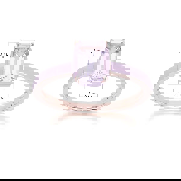 Gemondo Siberian Waltz Violet Enamel & Octagon Pink Amethyst Ring In Rose Gold Vermeil