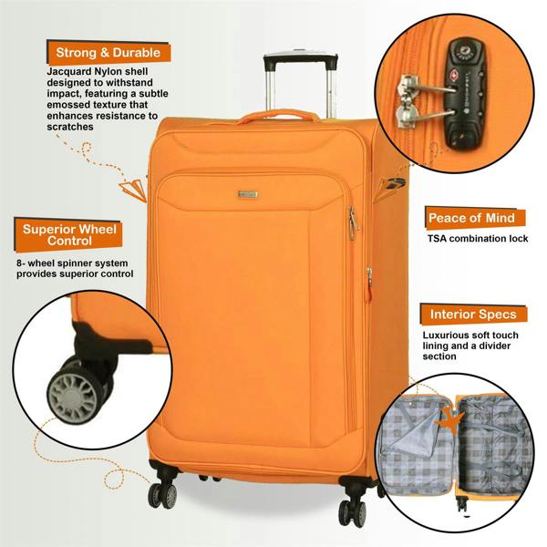 Snowball Soft Lightweight Dual 4 Wheel Suitcase Luggage
