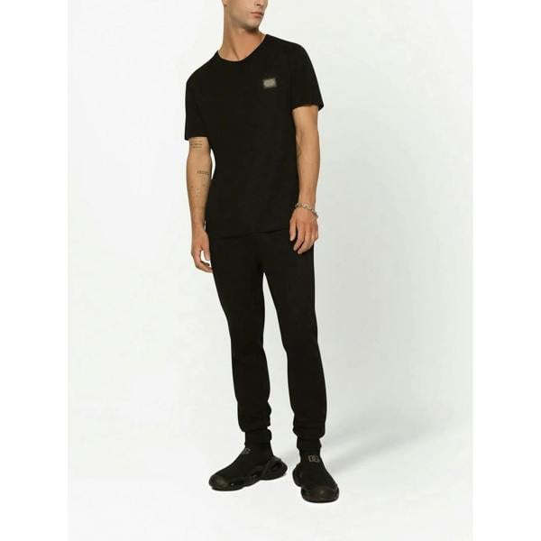 Dolce & Gabbana Silver Plaque Logo-Logo-print T-Shirt   in  Black