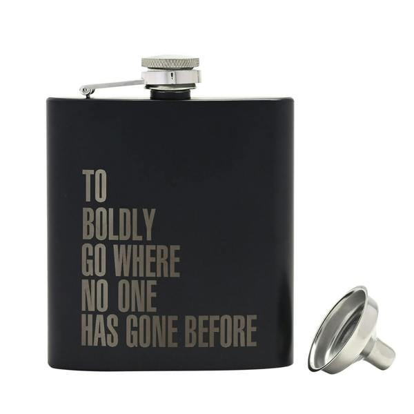 Widdop & Co Star Trek "Boldly Go" Stainless Steel Hip Flask Black