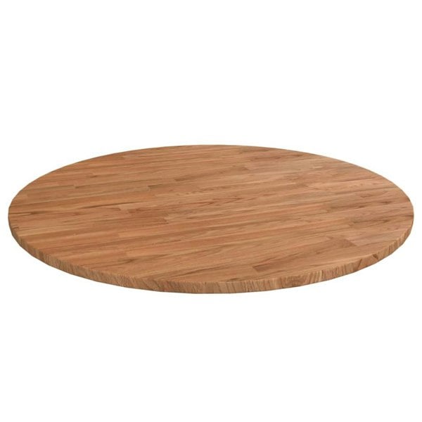Berkfield Round Table Top Light Brown �_�”�_80x1.5 cm Treated Solid Wood Oak