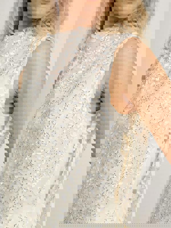 GWD Imara Floral Embroidery, Sheer Mesh Sparkle Top