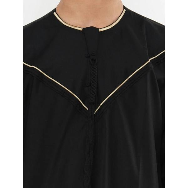TT-007 - Boy's Emirati Omani Gold Embroidery Thobe - Black - Thobez - 3
