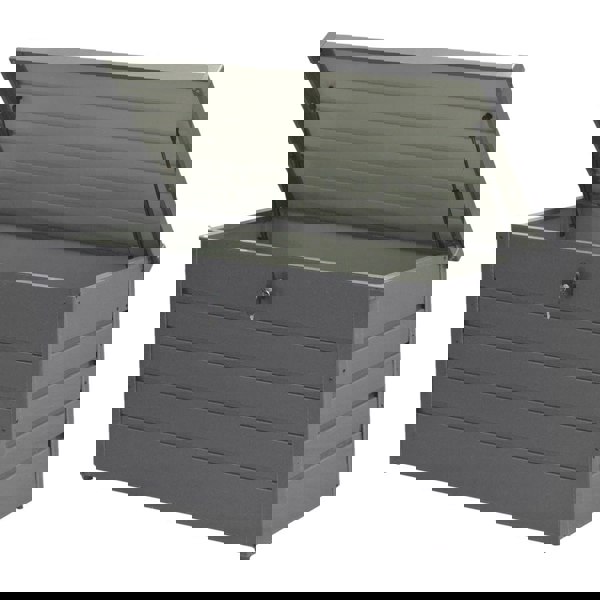 350L Grey Metal Outdoor Garden Storage Box Lockable Garden Storage Boxes Living and Home