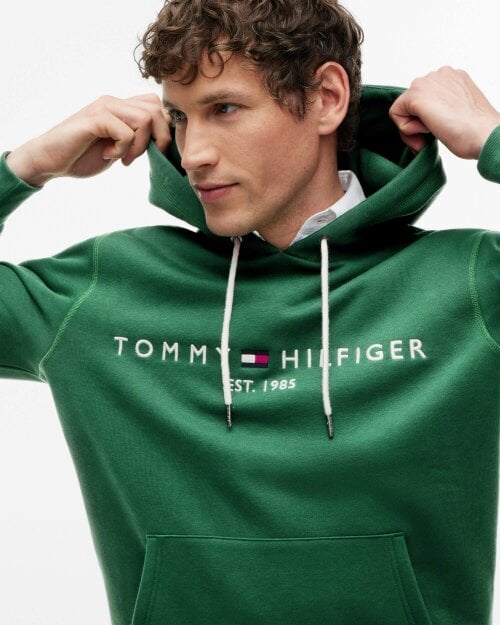 Tommy Hilfiger Tommy Logo Flex Fleece Hoodie - Ornamental Green