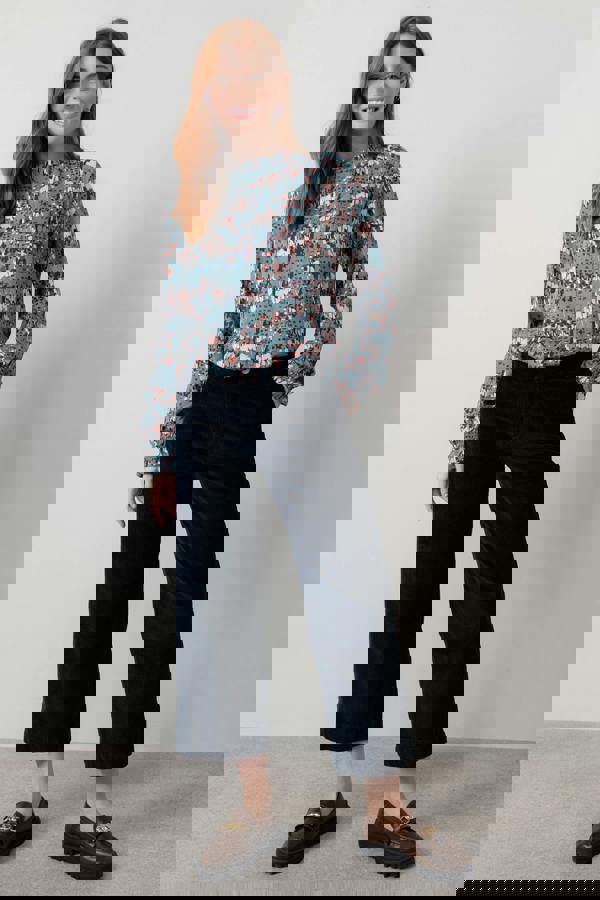 Lily & Me Isla Stretch Jumbo Corduroy Cropped Trousers Navy