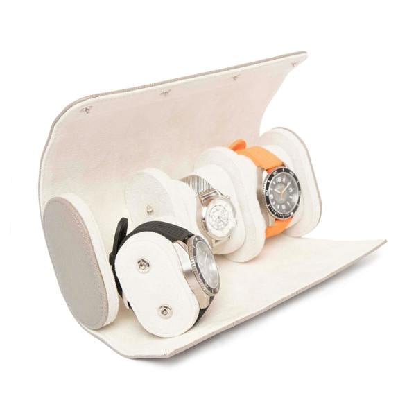 Grey Leather Watch Roll | Luxury Travel Watch Storage Case Kennett Great Britain