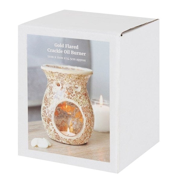 Serano Large Gold Crackle Glass Oil Burner and Wax Warmer