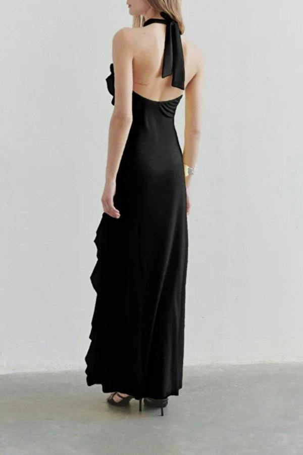 WOVCOR Tulle Evening Dress with Ruffled and Lined