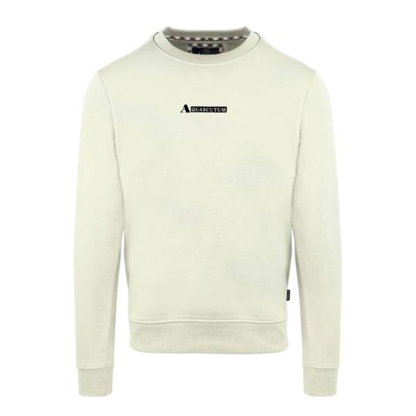 Aquascutum Mens Cotton Blend Ribbed Collar Regular Sweatshirt - Butter - 