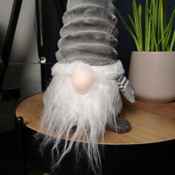 Samuel Alexander 40cm Sitting Plush Christmas Gonk with Grooved Hat in Grey
