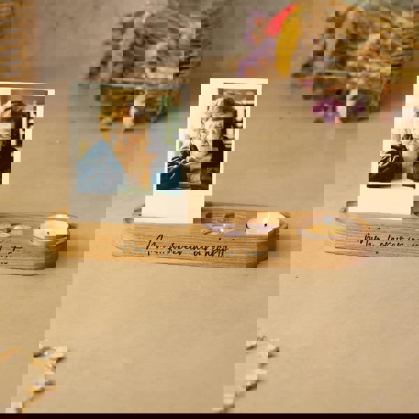 MijMoj Design Personalised Memorial Candle And Photo Stand With Heart Keepsake Tray