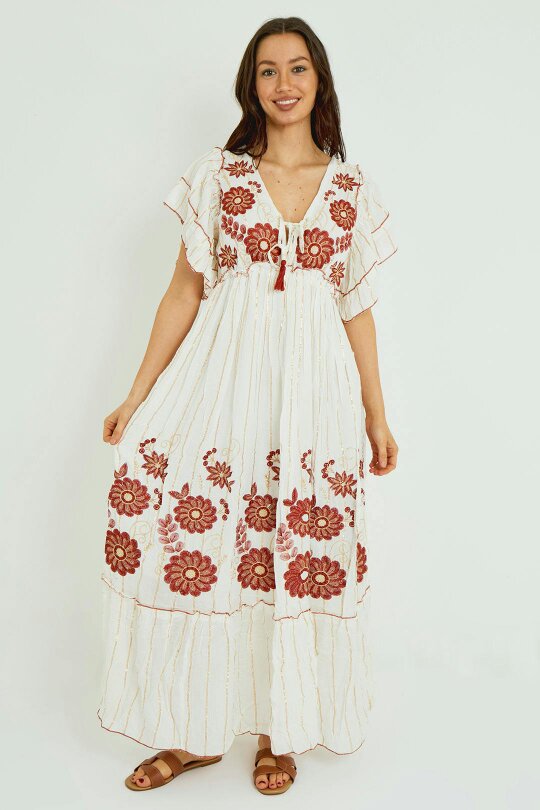 Boho Embroidered Maxi Dress