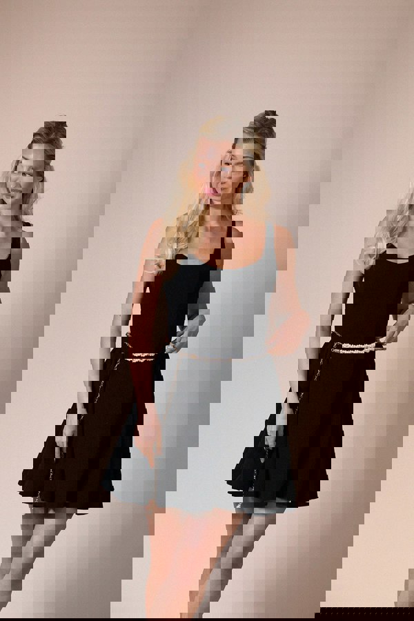 SVNX Braided Pearl Chain Belt In Gold