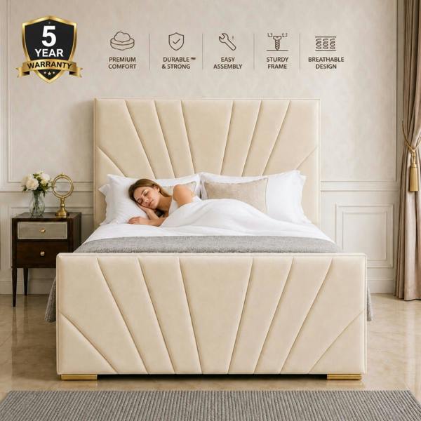Paradise Beds Novelle Upholstered Bed Frame with Matching Headboard and Footboard