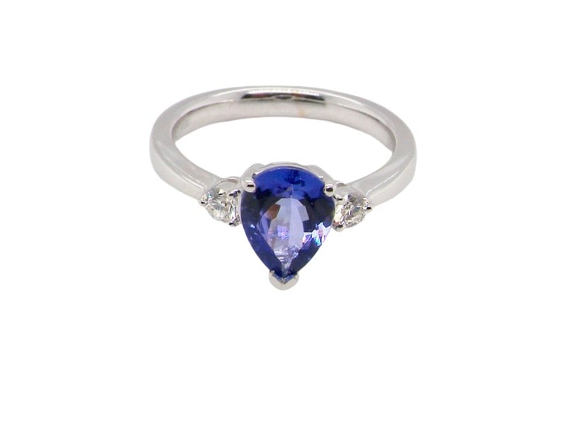 A Tanzanite and Diamond 3 stone Ring