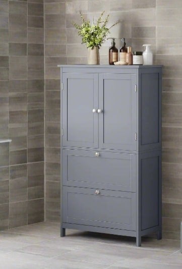 Modcraft Grey Bathroom Storage Cabinet Kitchen Cupboard with 2 Drawers, 2 Doors & Adjustable Shelf