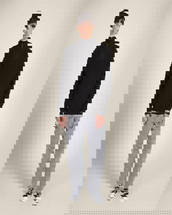 Larsson & Co Rib Panel Knitted 1/4 Zip Sweater