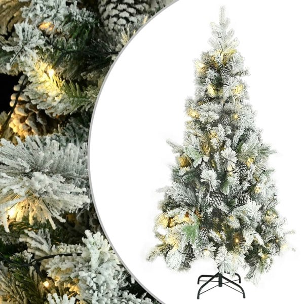 Berkfield Christmas Tree with Flocked Snow&LEDs&Cones 225 cm PVC&PE