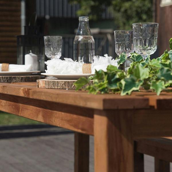 Cerland Banket Garden Dining Set 6 Seater Wooden Outdoor Dining Table & Benches