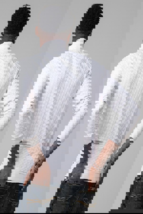 ENORSIA Textured Pattern High Neck Sweatshirt