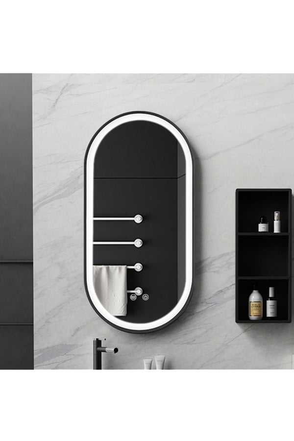 Living and Home Modern Oval LED Wall Mirror Metal Framed