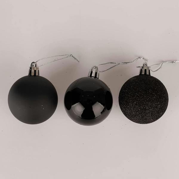 Shatchi 50mm Black Shatterproof Christmas Baubles in 9 Pack and 18 Piece Sets with Mixed Finishes
