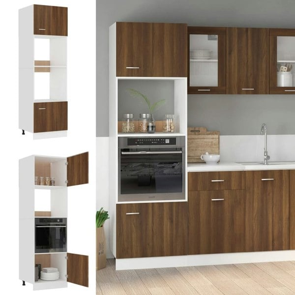 Berkfield Microwave Cabinet Brown Oak 60x57x207 cm Engineered Wood