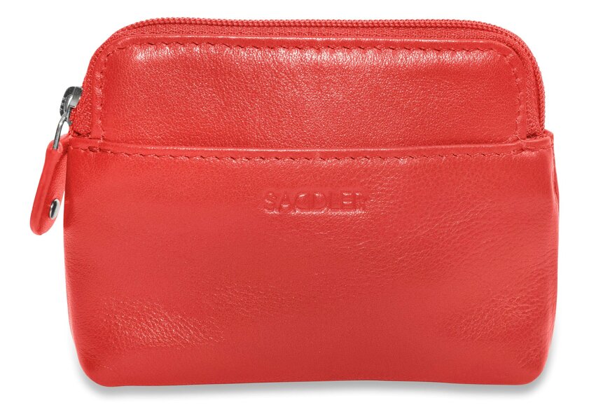 SADDLER Compact Leather Zip-Top Purse "Pia" – Handmade by Saddler | RFID Protected & Gift Boxed | Multi-Functional Card, Coin & Key Holder - Red