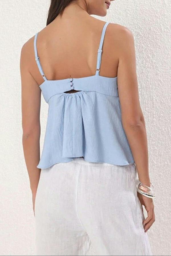 WOVCOR Linen-Look Woven Blouse with Bow Detail