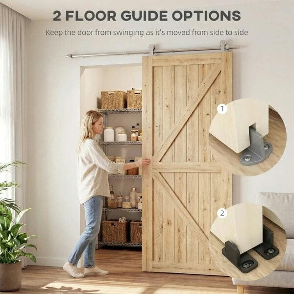Sliding Door Hardware Kit Heavy Duty 304 Stainless Steel 152 cm Wide Door Silver Tone