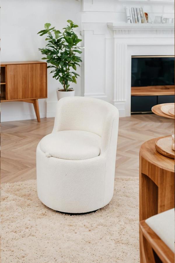 360° Upholstered Sherpa Swivel Chair with Storage