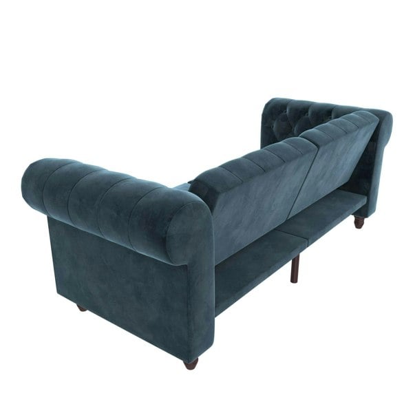 Dorel Home Felix Chesterfield Sofa Bed in Velvet Blue