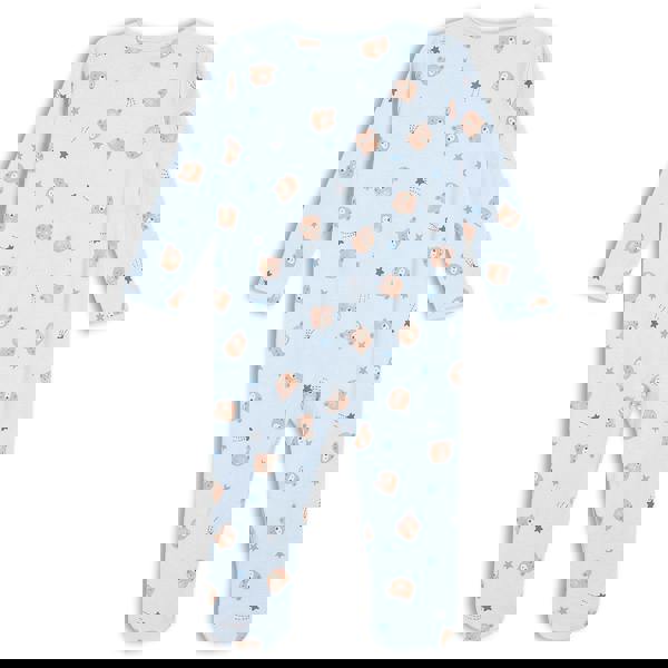 Mini Cuddles Baby Boys 2pk Teddy Bear Printed Sleepsuits, Multicolour