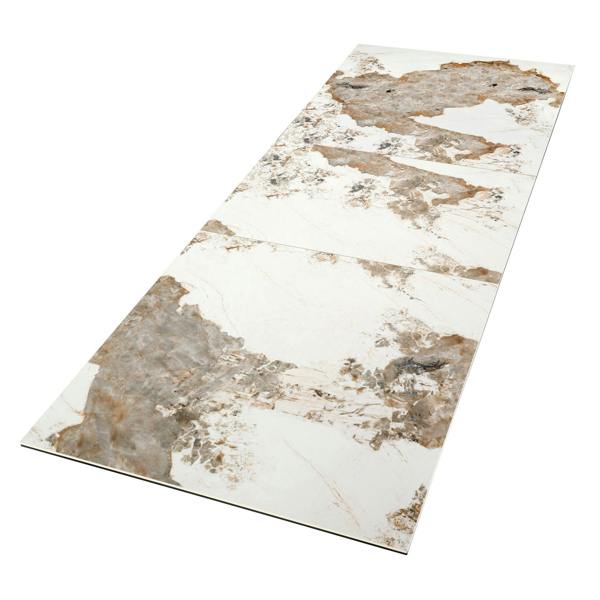 Angel Cerdá Rectangular extending dining table in porcelain marble and taupe grey steel 1114
