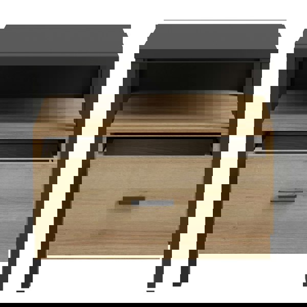 Furniture To Go High Rock Bedside in Matt Black/Riviera Oak