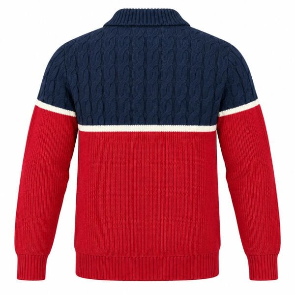Sergio Tacchini Corte Knitted Cardigan Maritime Blue/Gardenia/Merlot
